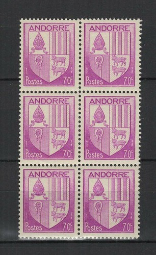 Andorre Français 1944-46 armoiries des Vallées bloc 6 timbres neufs MNH /TR9386