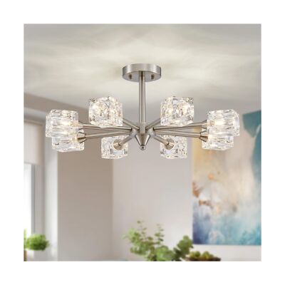 XINGQI Semi Flush Mount Ceiling Light Fixture 8-Light Brushed Nickel Modern S...