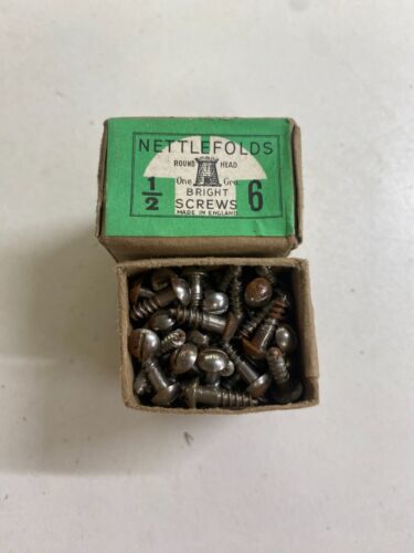 Box Steel Round Screws 1/2" x 6 Nettlefolds GKN Slotted Head Full Box of 144 - Picture 21 of 24