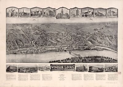 18'' x 24'' Aero view of Windsor Locks, Connecticut