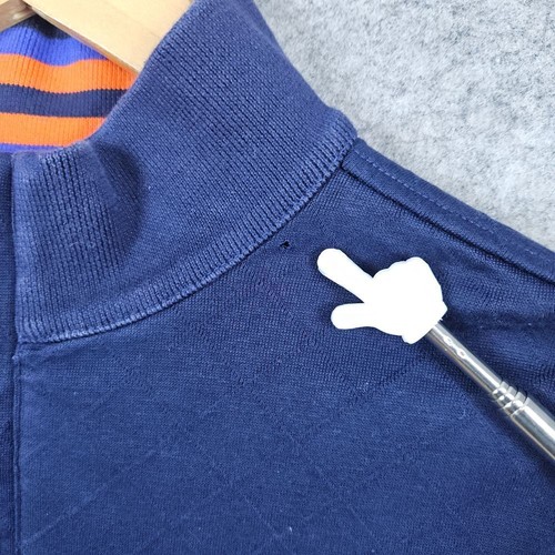 Bobby Jones Men's Navy Blue Sweater Vest Size L 100% Pima Cotton 1/4 Zip HOLE - Picture 3 of 10