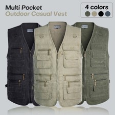 Mens Multi Pocket Waistcoat Fishing Vest Hunt...