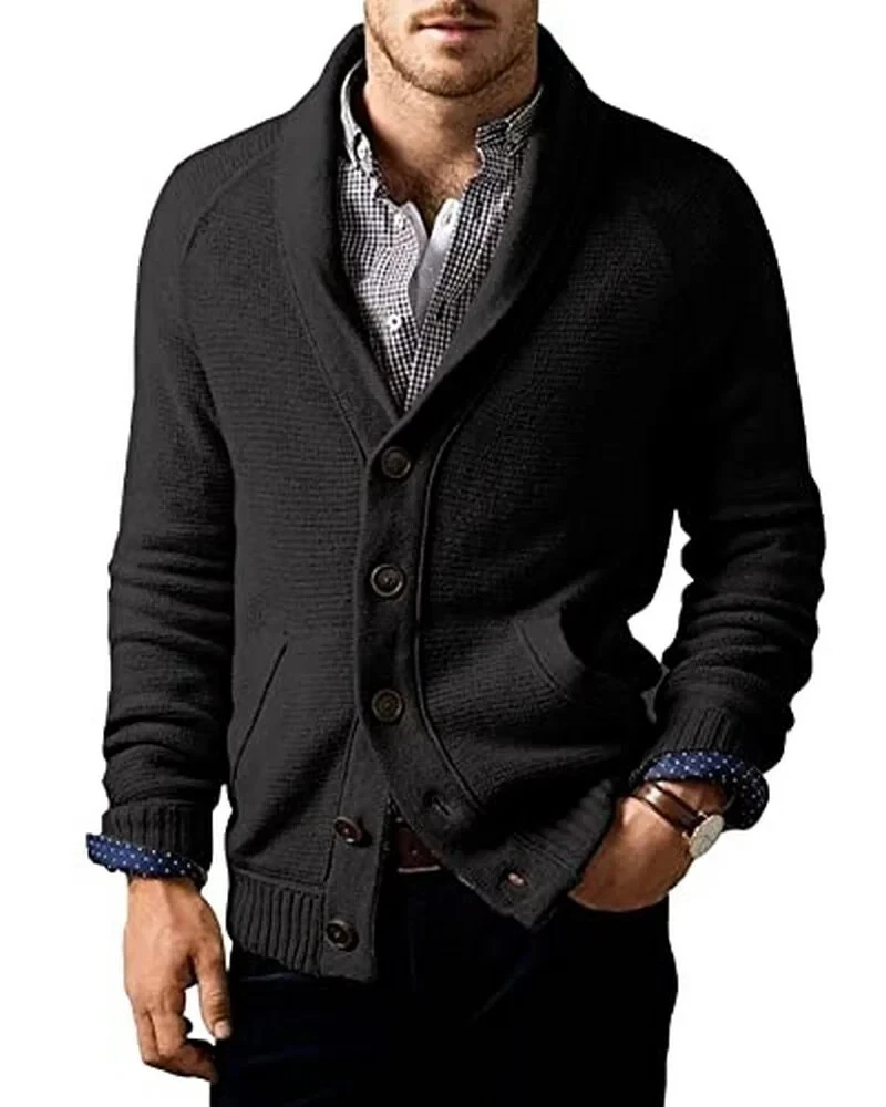 Mens black cheap knitted cardigan