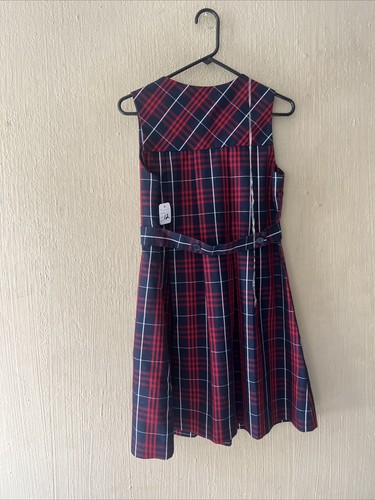 PARKER UNIFORM Girls Sz 12 Red & Blue Plaid Pleated Jumper Dress Private School - Picture 5 of 7