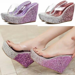 clear thong wedge sandals