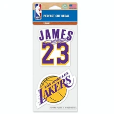 LEBRON JAMES LOS ANGELES LAKERS 2 PIECE PERFECT CUT DECAL SHEET 4"X8" SHEET