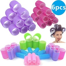 Jumbo Heatless Hair Rollers -Salon Quality Hook Loop Curlers All Hair Types 6PCS
