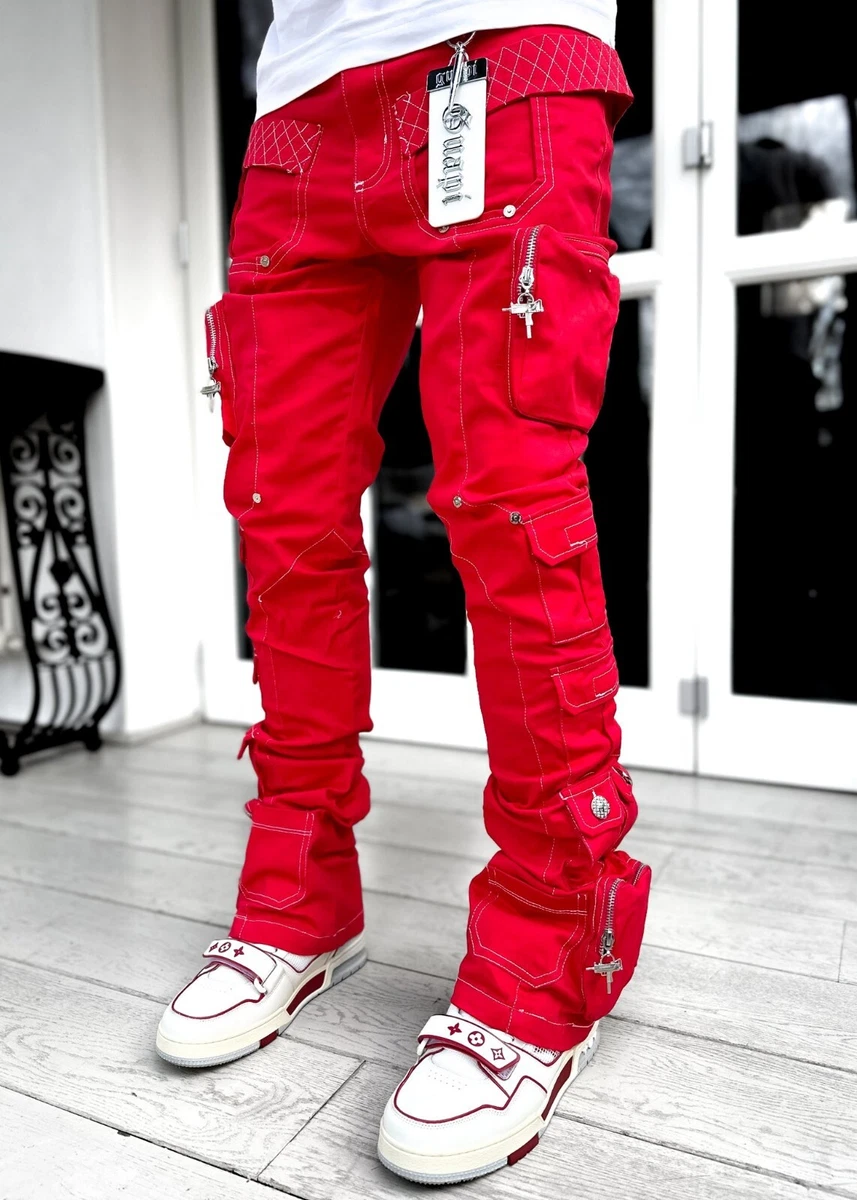 Guapi Limited Edition Blood Red Contrast Stacked Cargo Pants 38x32  eBay