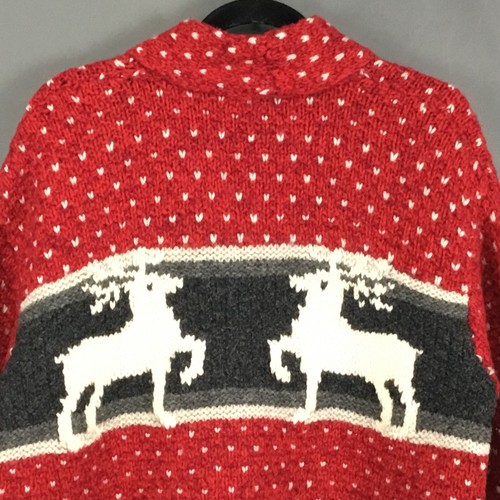 Heavy Vintage Handknit Winter Sweater and Hat Womens M Oversized Red Cardigan, $96.75 - Photo 8