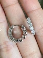 2Ct Round Cut Real Moissanite Huggie Hoop Earrings 14K White Gold Plated