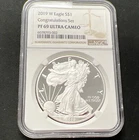 2019 W NGC PF69 Ultra Cameo American Eagle Silver Dollar $1  Congratulations Set