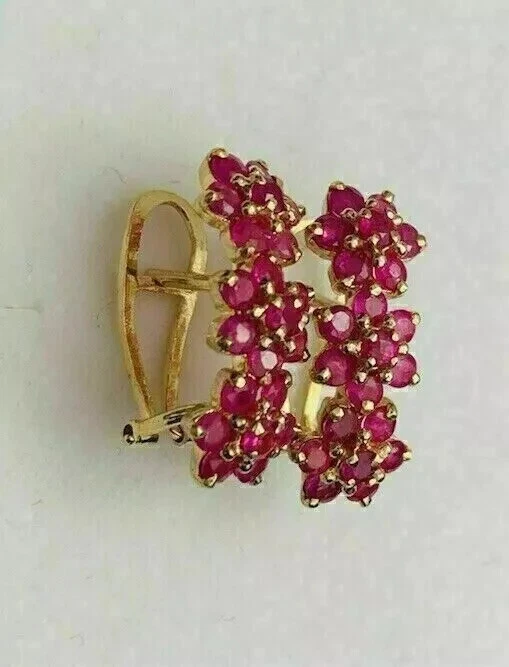 2Ct Round Cut Lab Created Pink Ruby Womens Hoop Earrings 14K Yellow Gold Plated - Image 2 of 3