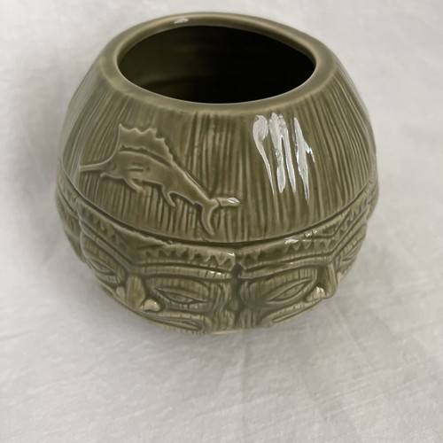 Tommy Bahama Island Idol Tiki Head Vase Tasse Live The Island Life grün Becher - Bild 8 von 14