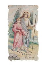 *HH* Antico Santino holycard Religioso San Raffaele Arcangelo Rossi 1916 