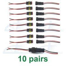 20 Waterproof Electrical Wire Connector Plug Cable Superseal Amp/Tyco 2 Pin 12V