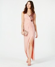 Women Vince Camuto Sequined Surplice Gown  Blush 2 sizes