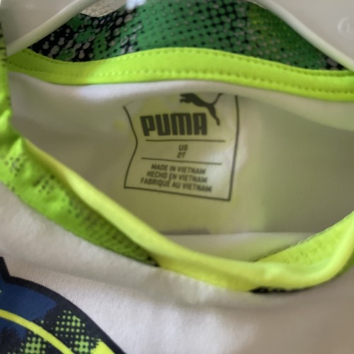 PUMA Unisex 2T 2 Piece Active Neon Green Yellow Shirt and Deep Navy Shorts Set - Picture 11 of 14