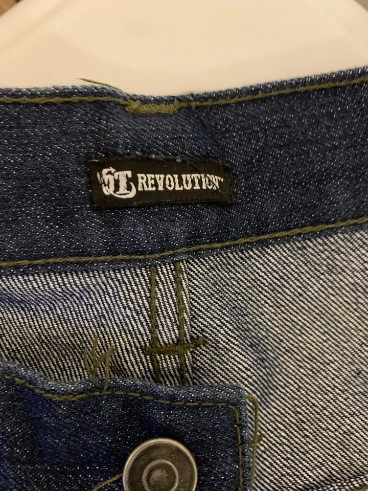 Pantalones Cortos OT Revolution Para Hombre Talla 38 Desvanecimiento Lavado Ligero Denim Camuflados Bolsillos Foto 3 de 4