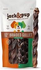 JACK  PUP 12" BRAIDED GULLET PREMIUM DOG TREATS 5 COUNT BRAND NEW