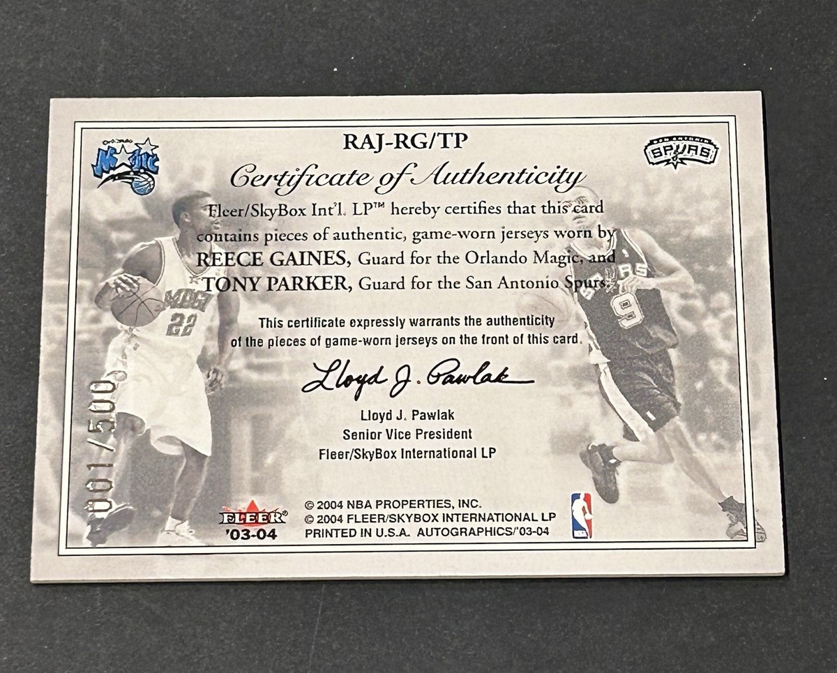 レア TONY PARKER 2004-04 FLEER SKYBOX RARE FORM AUTOGRAPH／260 
