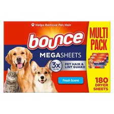 Bounce Pet Hair and Lint Guard Mega Fabric Softener Dryer Sheets with 3X Pet ...