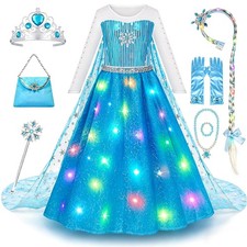 Meland Light Up Princess Dress for Girls Ages 3-10, 3-4 Years, Blue