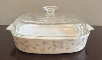Corning ''Pastel Bouquet'' A-10-B / 2.5 Quart Covered Casserole with Glass Lid EUC