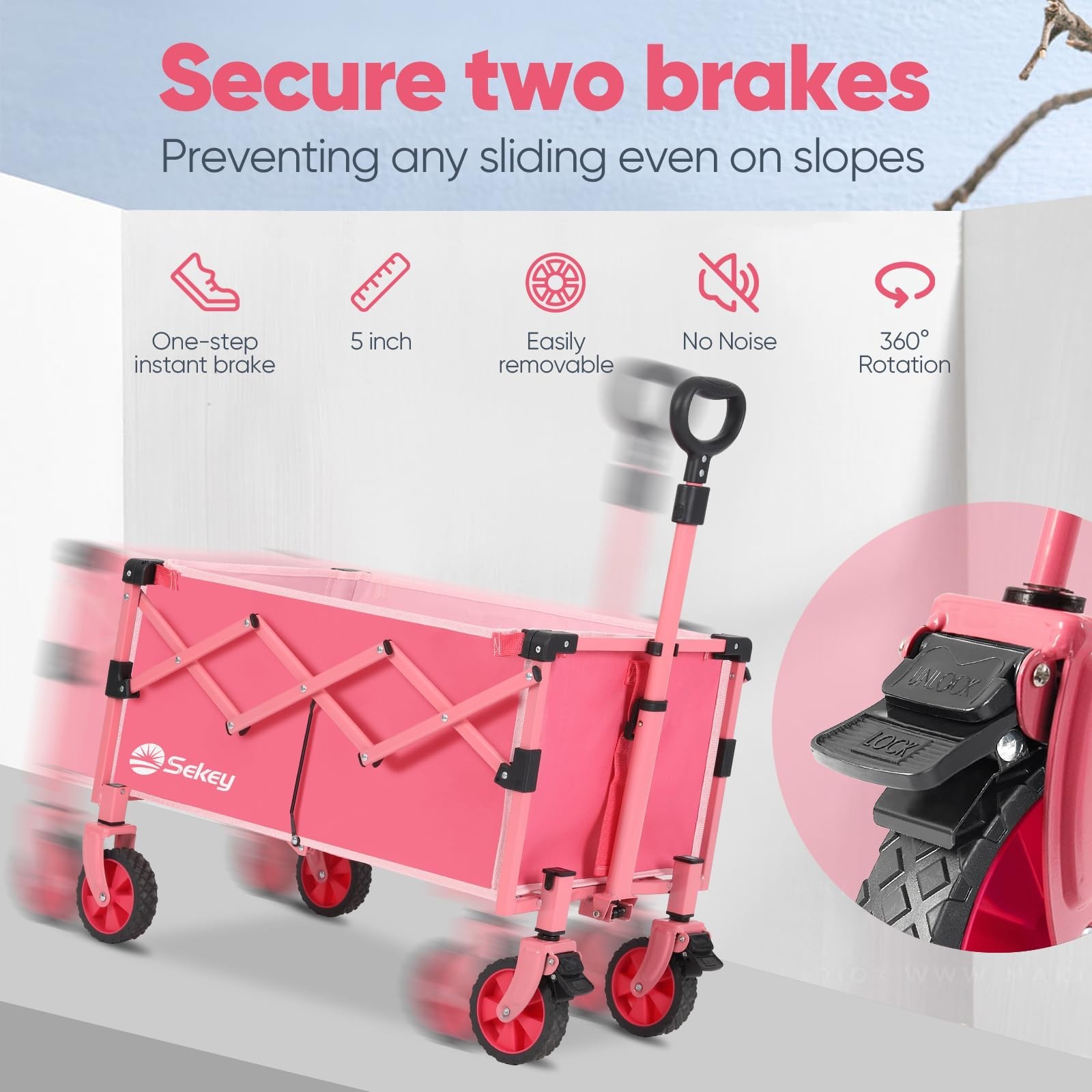 220LBS Collapsible Wagon Lightweight Outdoor Utility Folding Garden Wagon Cart