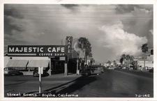Blythe CA Majestic Cafe Coffee Shop Street Scene Cline RPPC Photo Postcard COPY