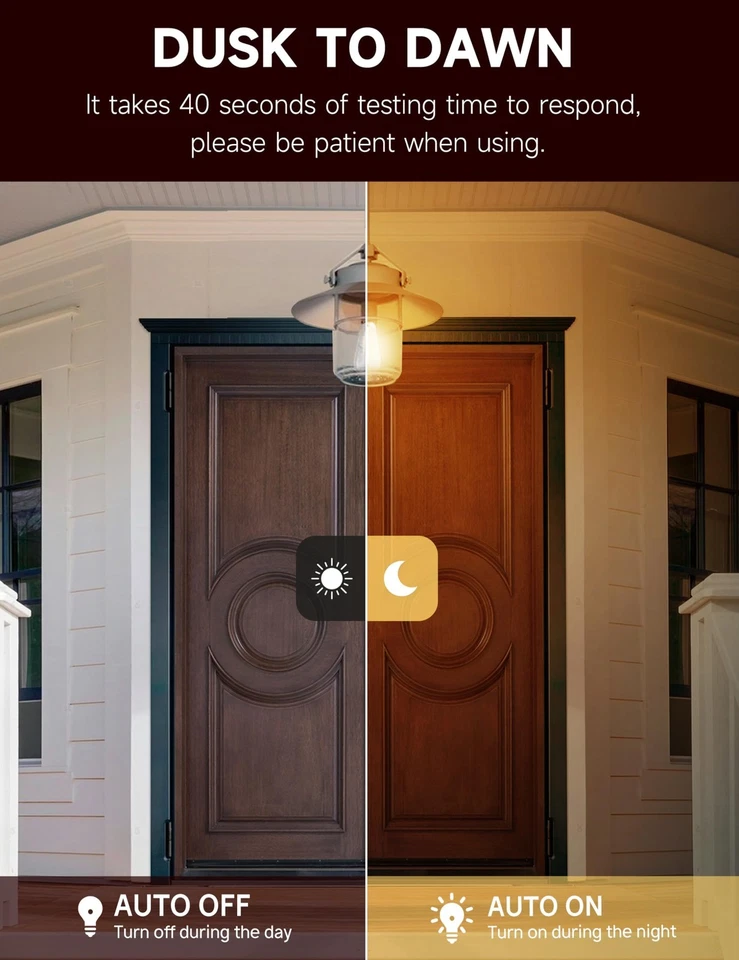 Dusk to Dawn Light Bulbs, Outdoor Light Bulbs, ST64 6W Equivalent 60W, 2700K ... - Image 2 of 4