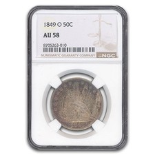 1849-O Liberty Seated Half Dollar AU-58 NGC