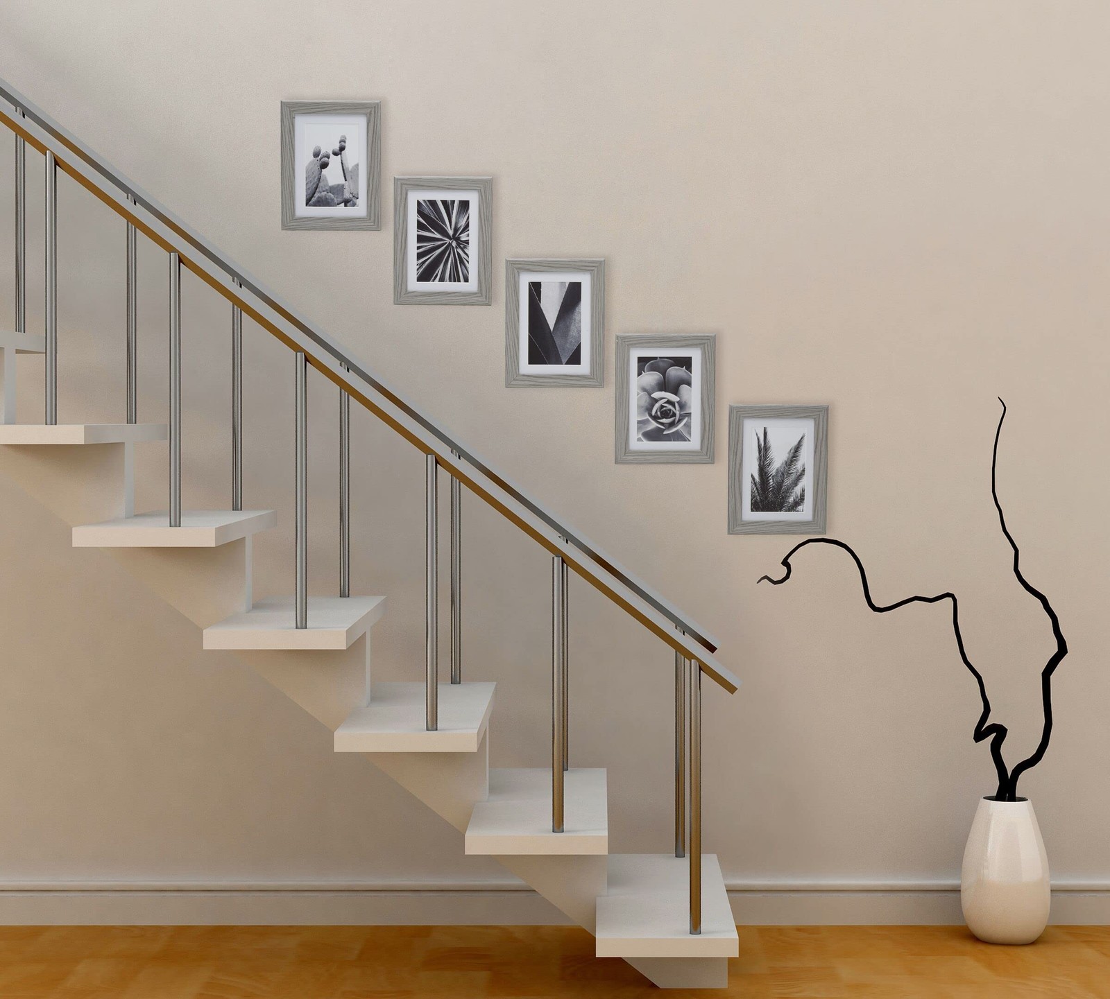 Set of Five 6.69 x 8.46 Inch Gray Wood Photo Frame to Hold 5x7 Photo Without ...