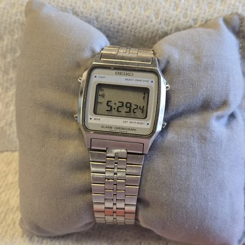 Vtg Seiko Digital Alarm Chronograph Watch Stainless Steel A914 5A09 New Battery