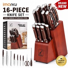 16-Piece Kitchen Knife Set w/ Wood Block High Carbon Stainless Steel