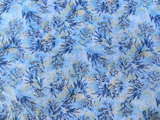Timeless Treasures Blue Leafy Leaves Ferns Cotton Fabric 30 x 44"