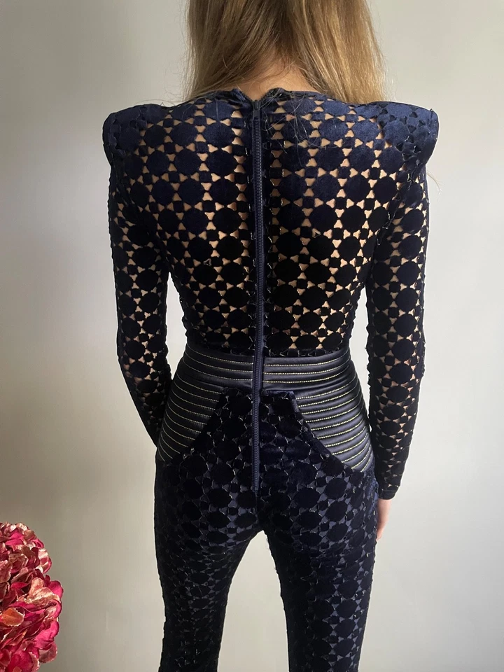 Mono ZHIVAGO 'Cavalier' UK10 azul marino con costuras metálicas y paneles satinados Foto 4 de 4