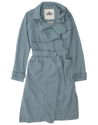 KHUJO Womens Trench Coat UK 10 Small Blue Cotton EB46