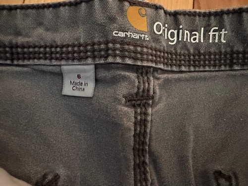 Womens Carhartt Size 6 Shorts Original Fit Cargo Canvas Work Carpenter Gray - Picture 3 of 6