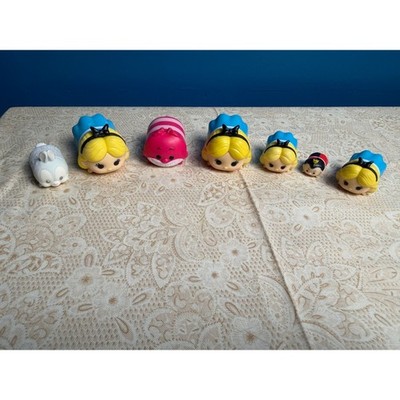 Disney Alice in Wonderland Tsum Tsum Vinyl Figures Lot Alice Cheshire Cat Rabbit