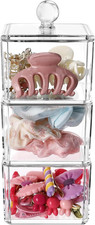 Hair Accessories Organizer for Girls, Clear 3 Stackable Acrylic Hair Tie Organiz