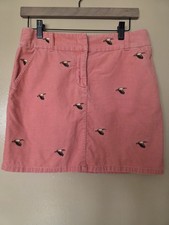 Vtg J Crew Corduroy Mini Skirt Sz 2 Mallard Duck Embroidery Salmon Pink Preppy
