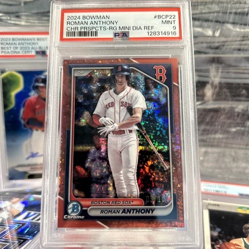 Roman Anthony 2024 Bowman Chrome  RG-Mini Rose Diamond PSA 9 #3/10 Rare!!  🔥🔥