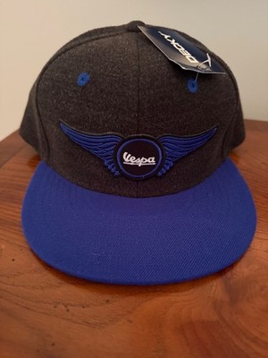 Vespa Scooters Hat Cap Patch SnapBack Adjustable Gray Blue Decky Wool