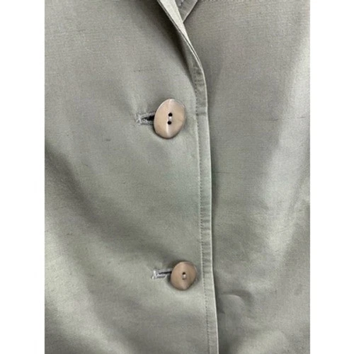 Jaqueta terno Judith Hart Collection feminina blazer verde 100% seda entalhe lapela 14 - Imagem 3 de 4