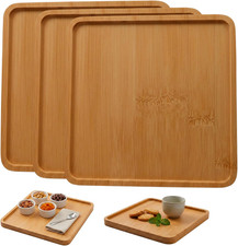 3 St&uuml;ck Set Holzteller, Quadratisches Holz Tablett, Dekotablett F&uuml;r Snacks Und D