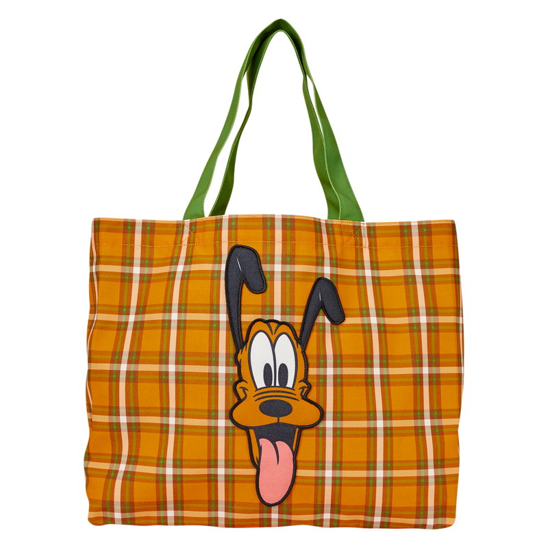 Disney Pluto 95th Anniversary Plaid Canvas Tote Bag Vintage Style  