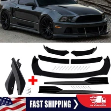 Front Bumper Lip Chin Spoiler Body Kit Splitter Side Skirt For Ford Mustang