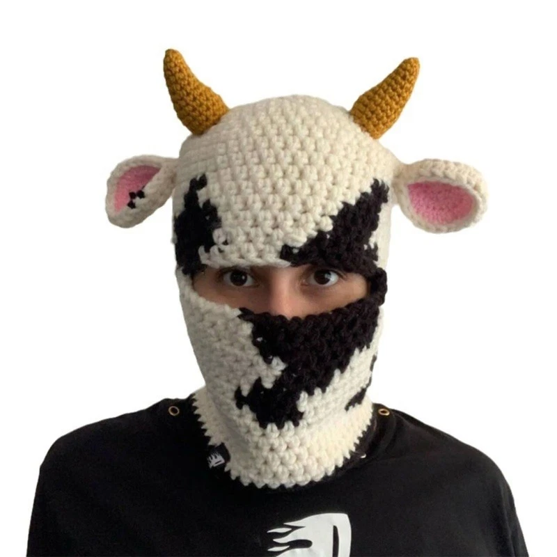 Handwoven Cosplay Party Hat Knit Balaclava Cap Kids Mask Hat Windproof Headwear