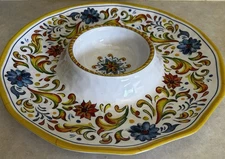 Sur La Table Floreale Style Melamine Large Dipping Serving Tray Chip & Dip 14”