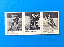 1950 CAPSULE VEND HOCKEY CARD  Strip Of 3 Wilfy Field, Bobby Bauer, George Allen